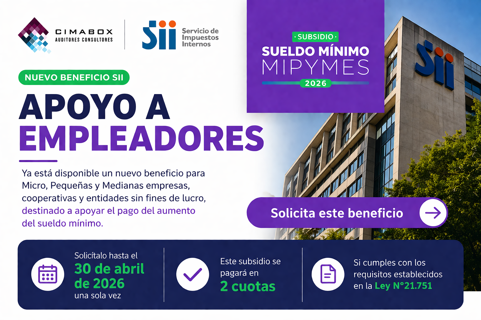 Nuevo Subsidio al Sueldo Mínimo para MIPYMES 2026 - CIMABOX